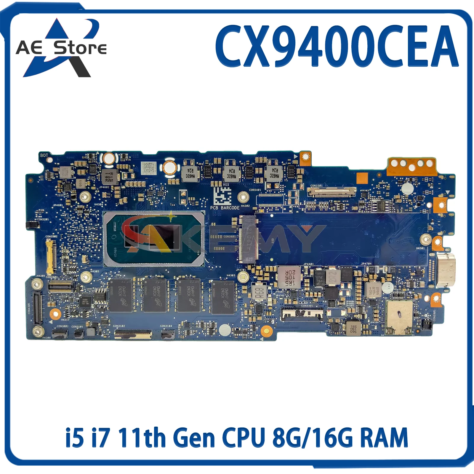 AE CX9400CEA Mainboard For ASUS Chromebook CX9400 CX9400CE Laptop Motherboard With i5 i7 11th Gen CPU 8G/16G RAM