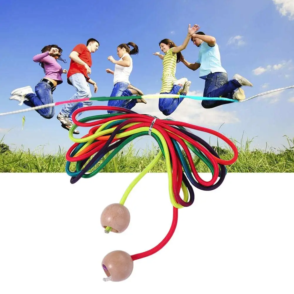 

Anti-Slip Rainbow Long Rope Outdoor Fun Ball Handle Group Skipping Rope Colorful Workout Gym 5m Jump Rope School Sports