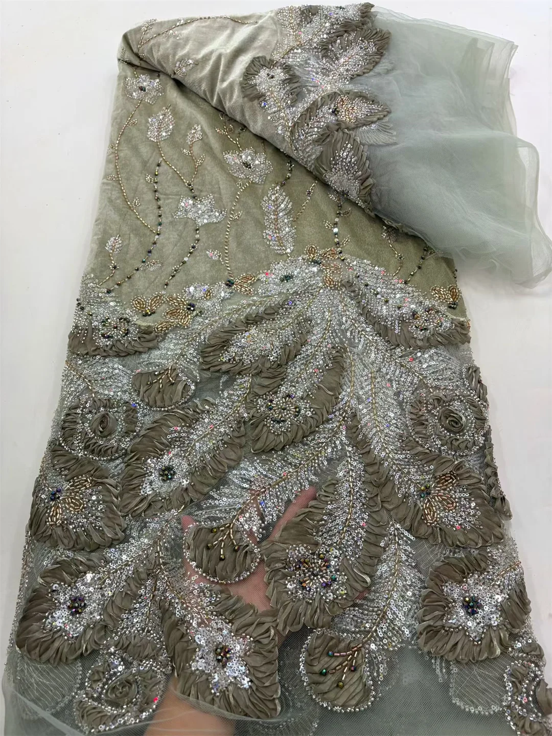 Velvet African Sequins Lace Fabric 2026 High Quality Groom Embroidery French Tulle Laces 5 Yards Nigerian For Sewing Party Dress