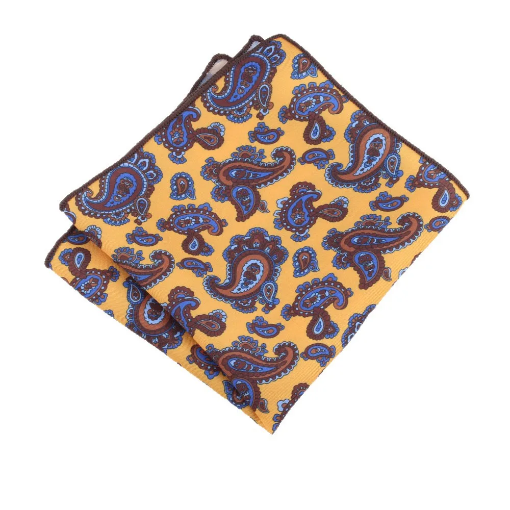 24cm New Winter Luxury Silky Pocket Square Men Floral Paisley Printed Handkerchief Colorful Soft Hanky Wedding Party Suit Cravat