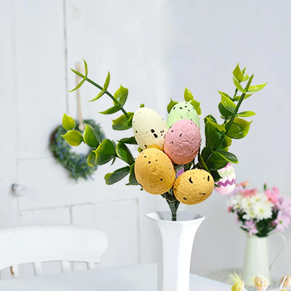 Easter Egg Ornaments Colorful Easter Eggs Garland Artificial Easter Egg Flower Picks Bouquet Home Decor 2025 Easter Egg Picks