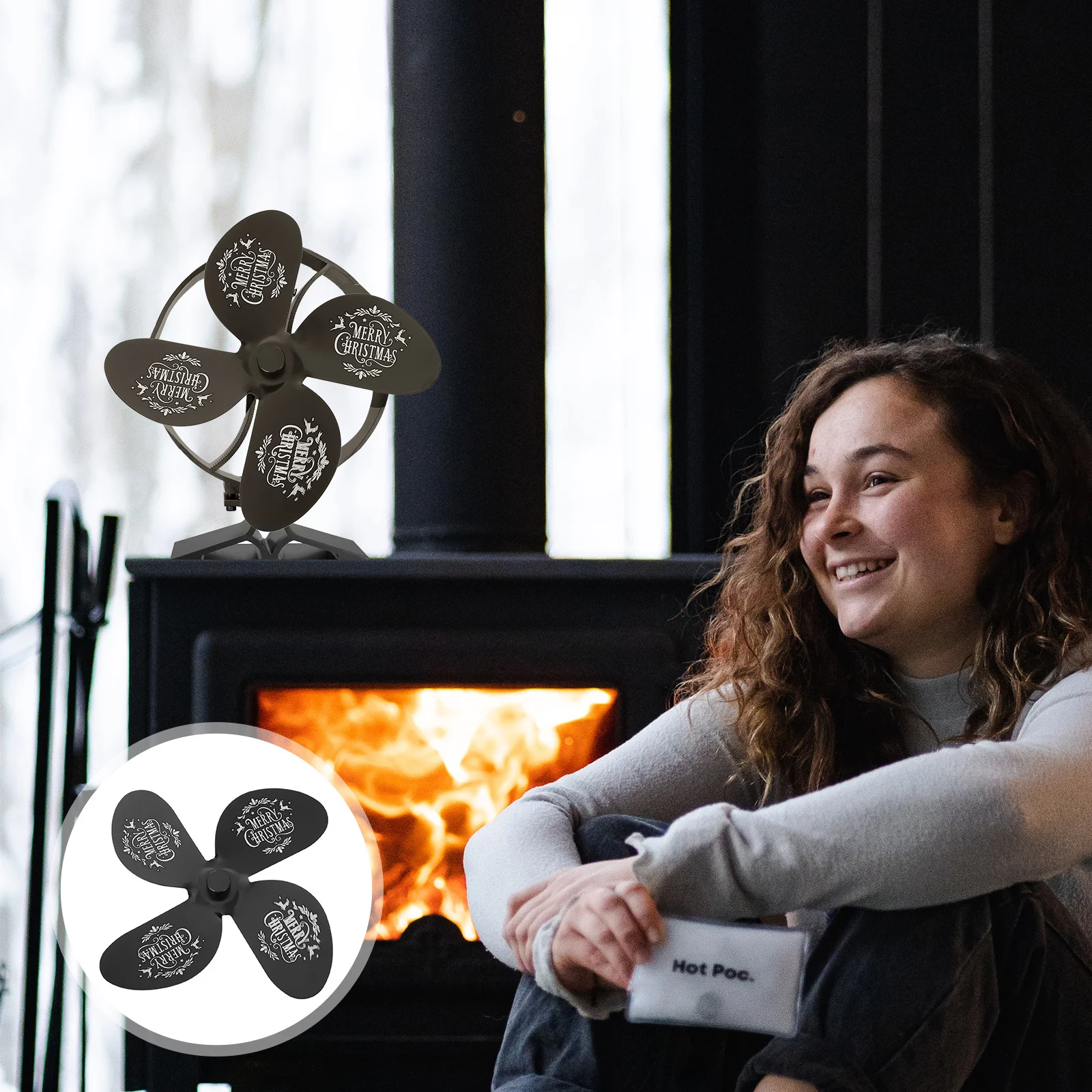 

1Set High Quality Metal Fan Blades Strong Heat Resistant Fireplace Fan Accessories for Smooth Silent Performance