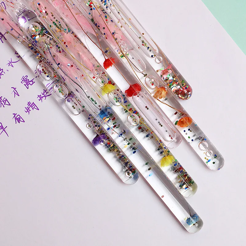 Glass Pen Dipped In Water Pen Luminous Glass Dip Pens And Ink Set Color Ink Cartoon Color Test Pens Glass Pencil Gift Box