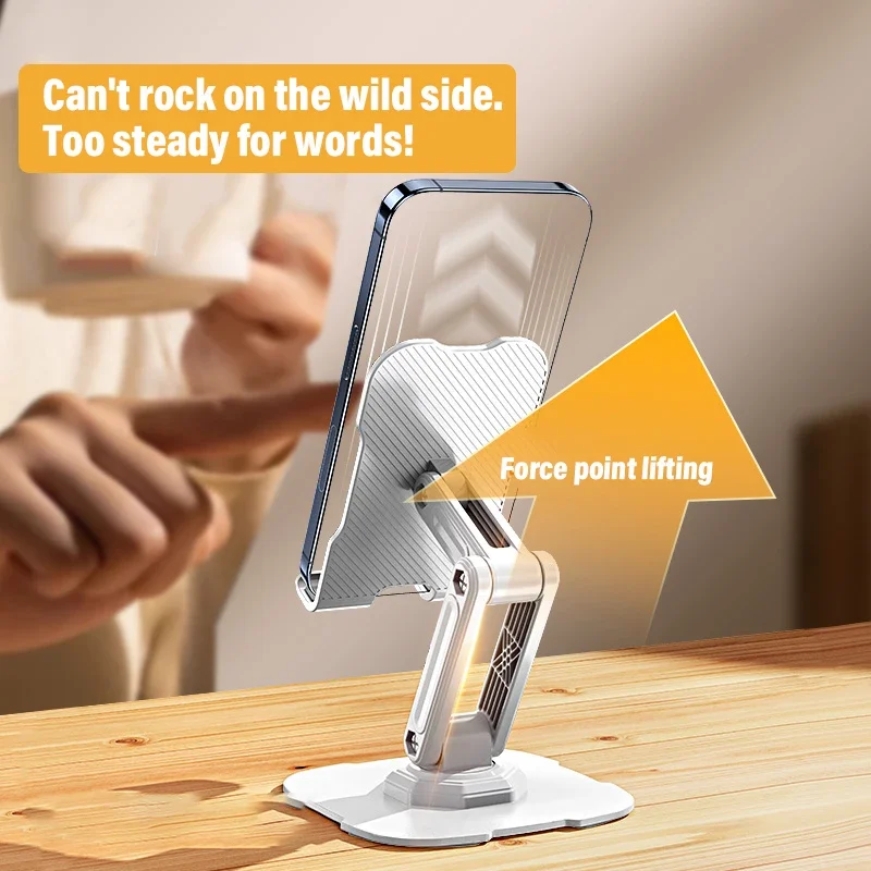 VIKEFON 360 ° 회전 책상 휴대폰 거치대 브래킷, 아이폰 15, 14, 삼성, 샤오미 접이식, 레이지 데스크탑, 조절식 스마트폰 스탠드