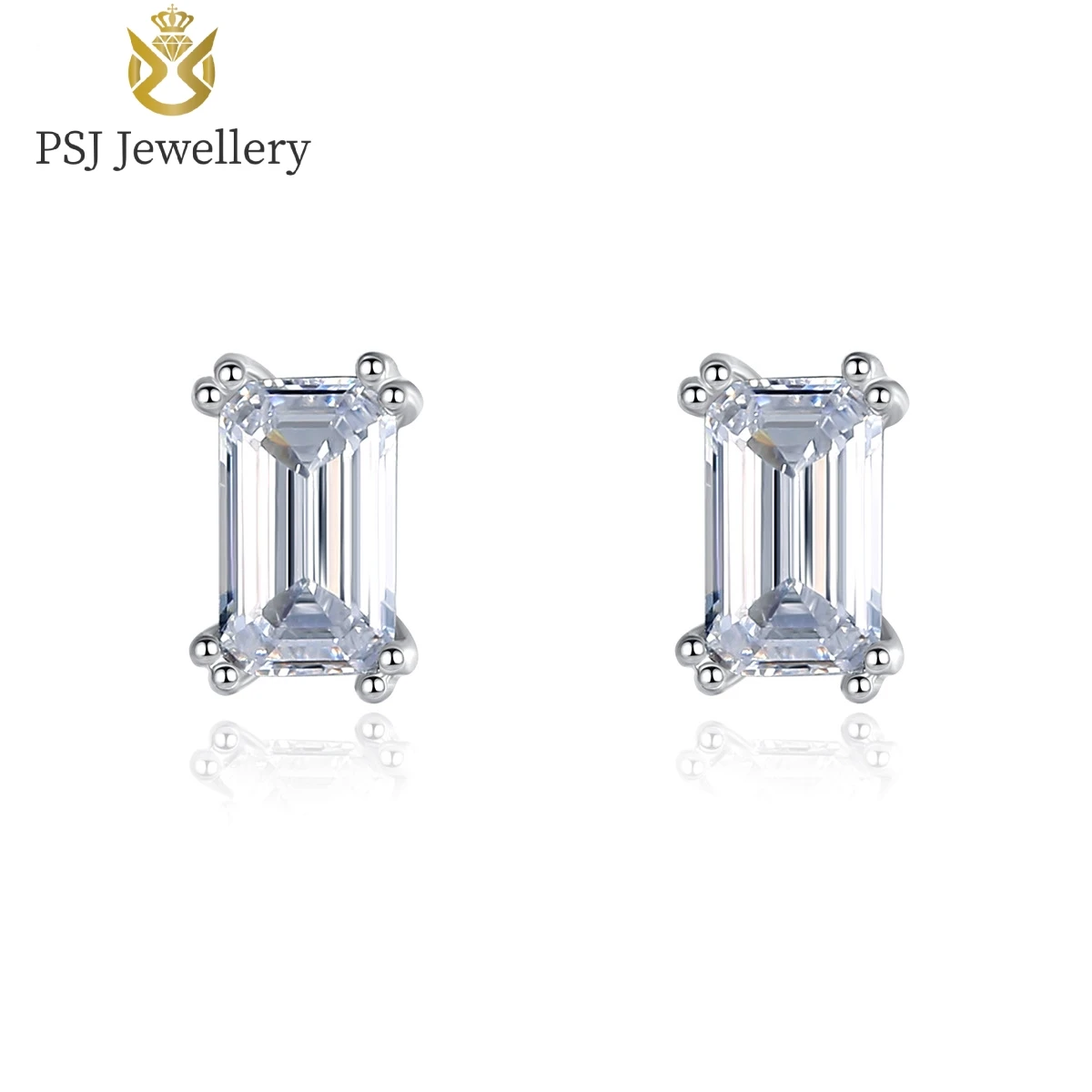 

PSJ Fashion Jewelry High Polished Cushion Cut Cubic Zirconia Rhodium Plated 925 Sterling Silver Stud Earrings for Women