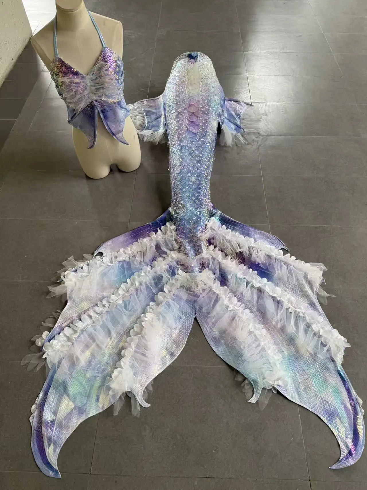 

New Gold Foil Floating Yarn Mermaid Tail Fish Tail Fish Skin Aquarium Shooting Performance Suit Swimsuit Beach Photography