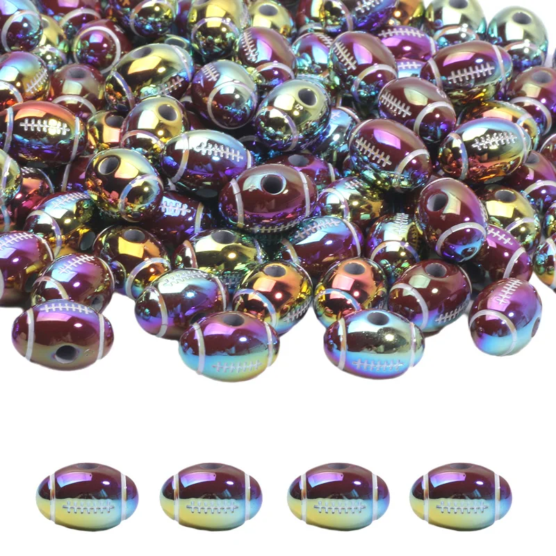 10pcs 12x19mm Shiny AB Rugby Acrylic Beads Loose Spacer Beads For Jewelry Making DIY Bracelet Necklace Craft Accessories