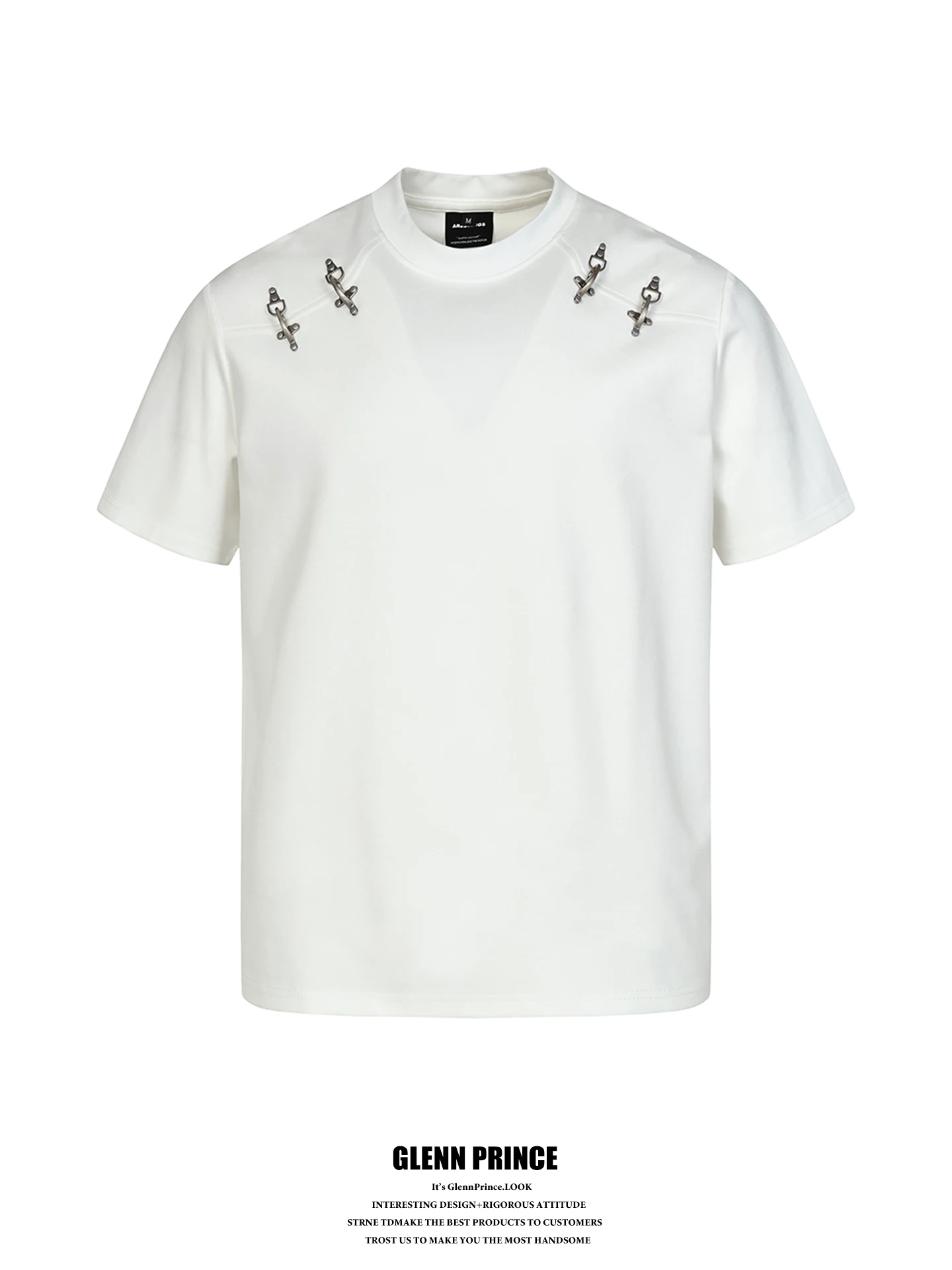 

GPstudio Metal Clip Boxy Fit Short Sleeve T-Shirt Men Summer Heavyweight Cool Tee Fashionable Casual Loose Style round Neck