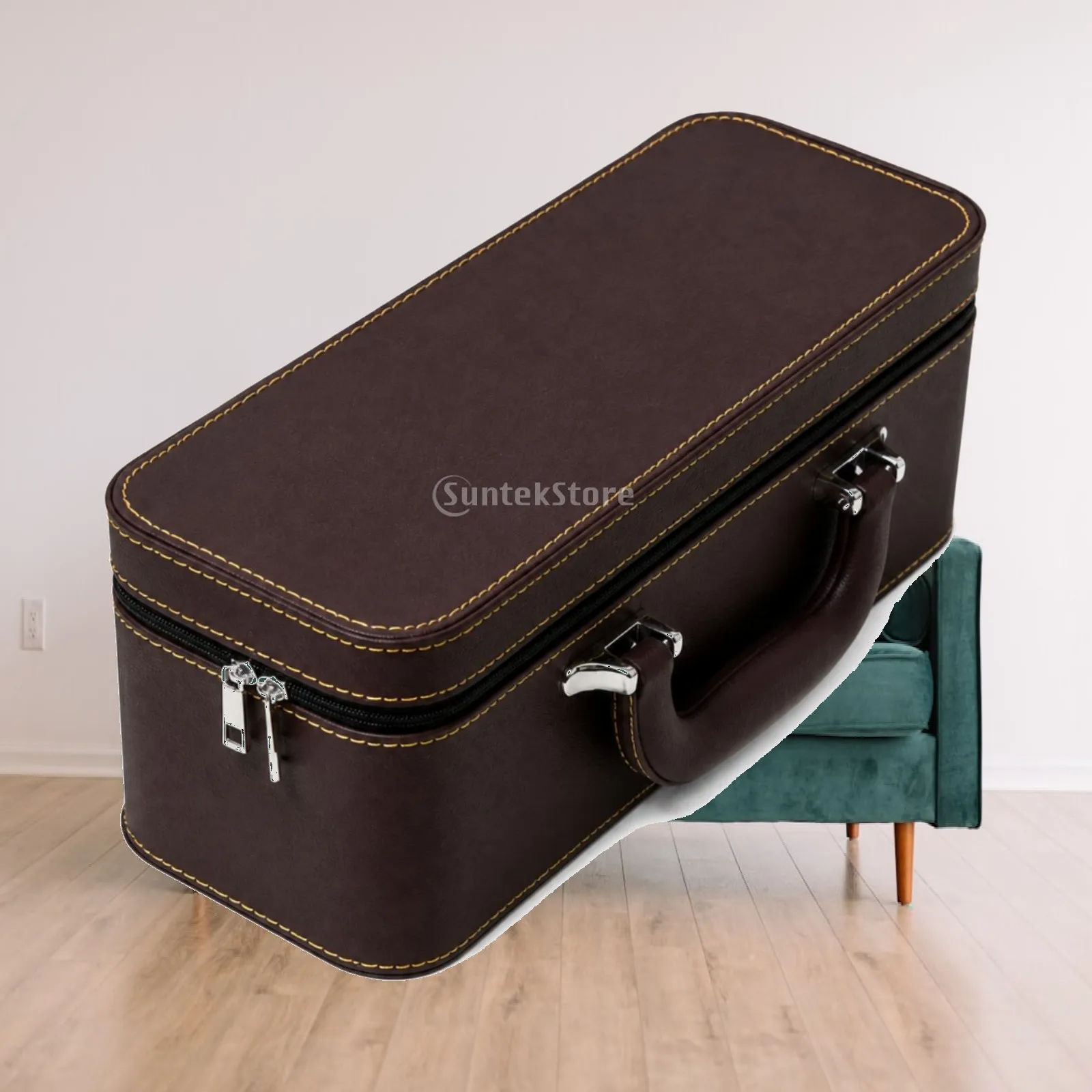 Jewelry Storage Box for Bracelets PU Leather Organizer with Secure Latch for Countertop Use