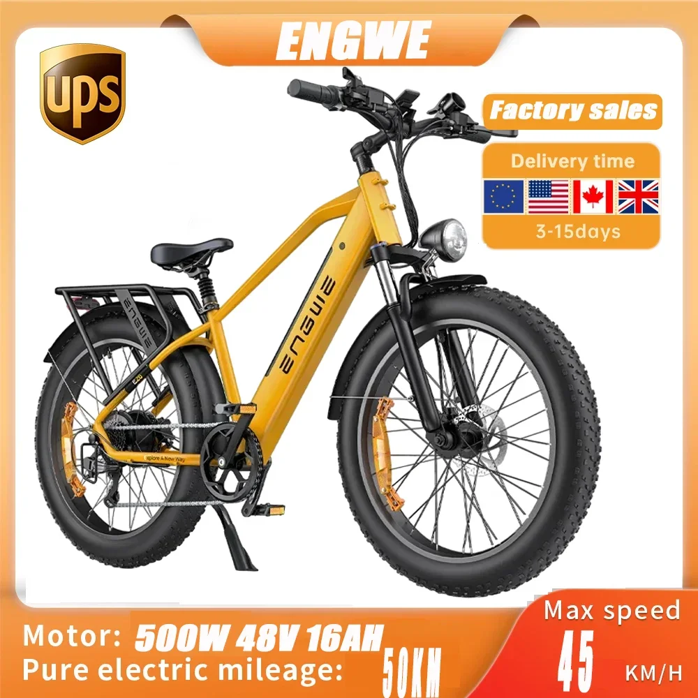 Mountain Electric Bike ENGWE E26250W 48V16AH Lithium battery Hydraulic Suspension City  Electric bicycle 26inch Tire snow E-Bike