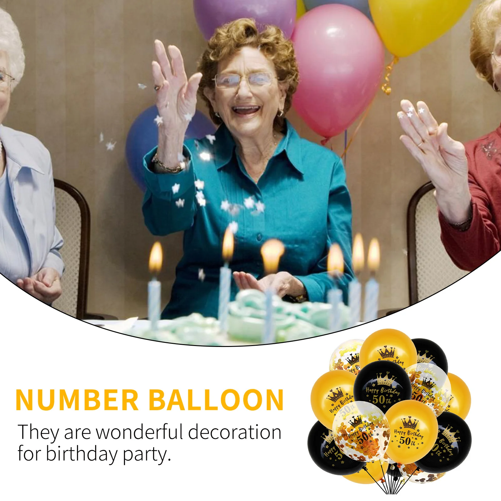 

Party Balloons for Birthday Confetti Set Decoration Number Printing Emulsion Supplies​​​​​​​