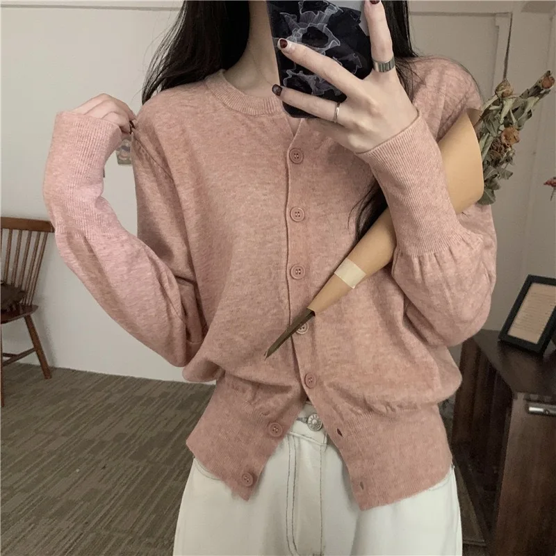 

Fashion Women's Thin Fleece Knit Loose Short Cashmere Sweater Round Neck Warm Korean Casual Female Sweater Cardigan Top Cloting