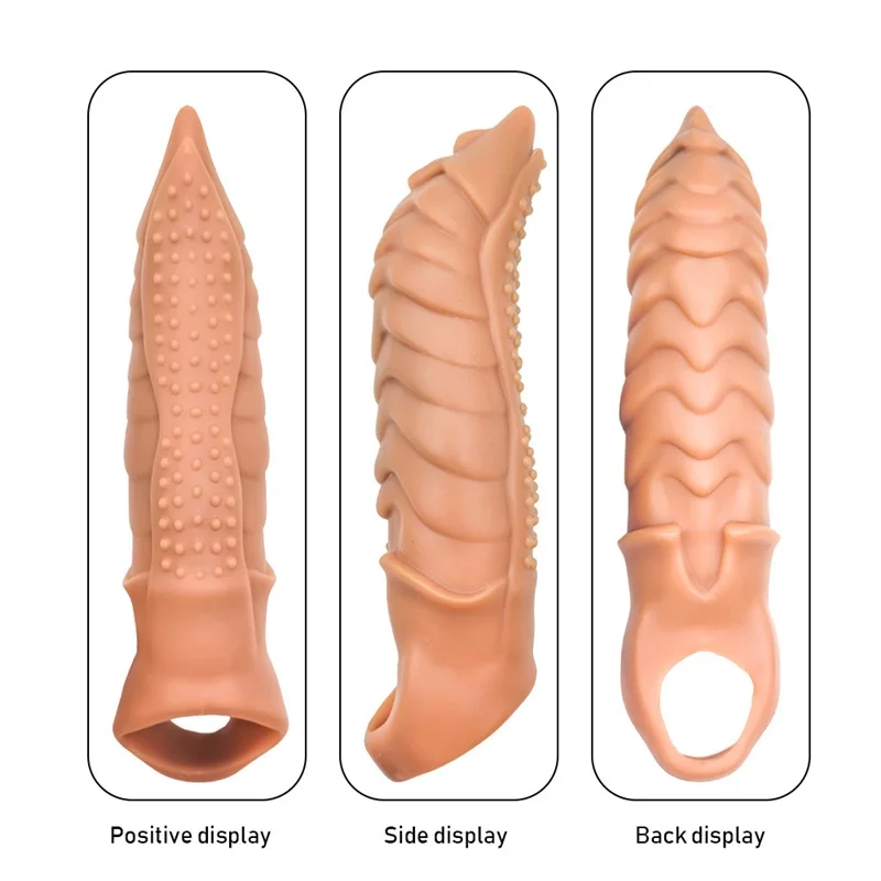 22cm Large Penis Sleeve Extender Male Cock Sleeve Sex Toys For Men Delay Reusable Condom Stimulation Dick Enlarger