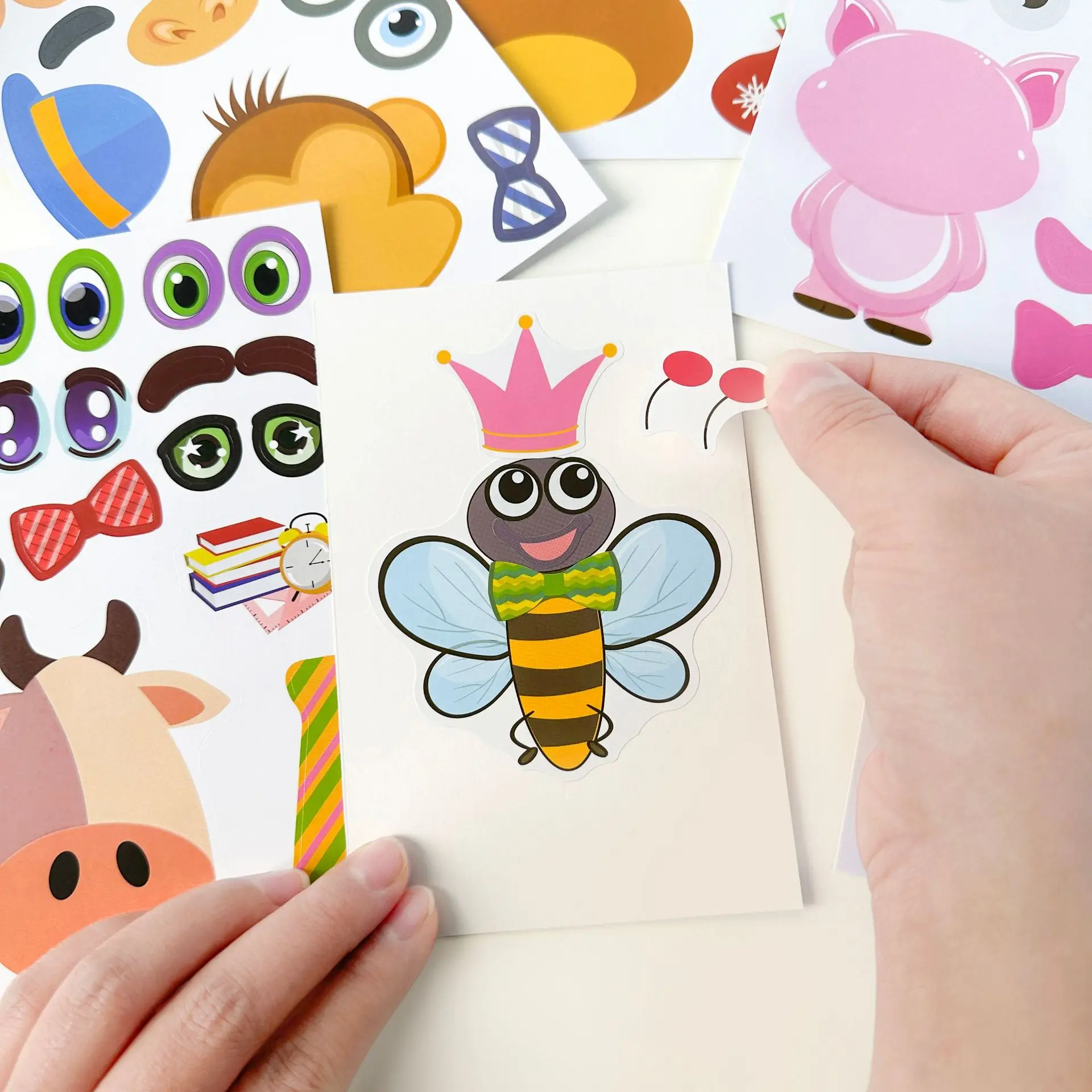 Make-a-Face Animal Stickers 12 Sheets DIY Make Your Face Sticker  Recognition Training Education Toy for Kids Boys Girls Toys