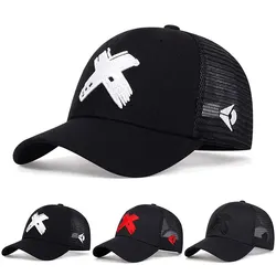 Unisex X Letter Embroidery Baseball Net Caps Spring and Summer Outdoor Adjustable Casual Hats Sunscreen Hat