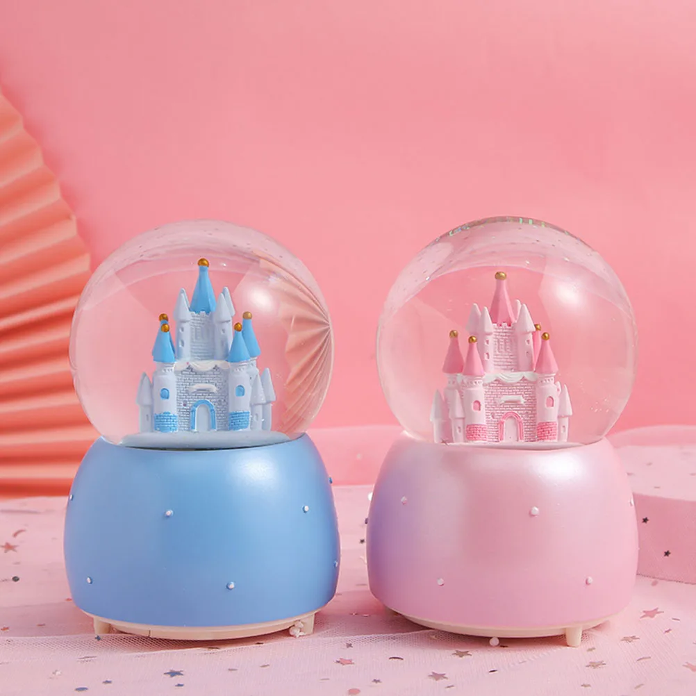 

Musical Box Crystal Ball Blue Resin Globe nament Room Decor Gift Festival Occasions Home Decor Children Gift Exquisite