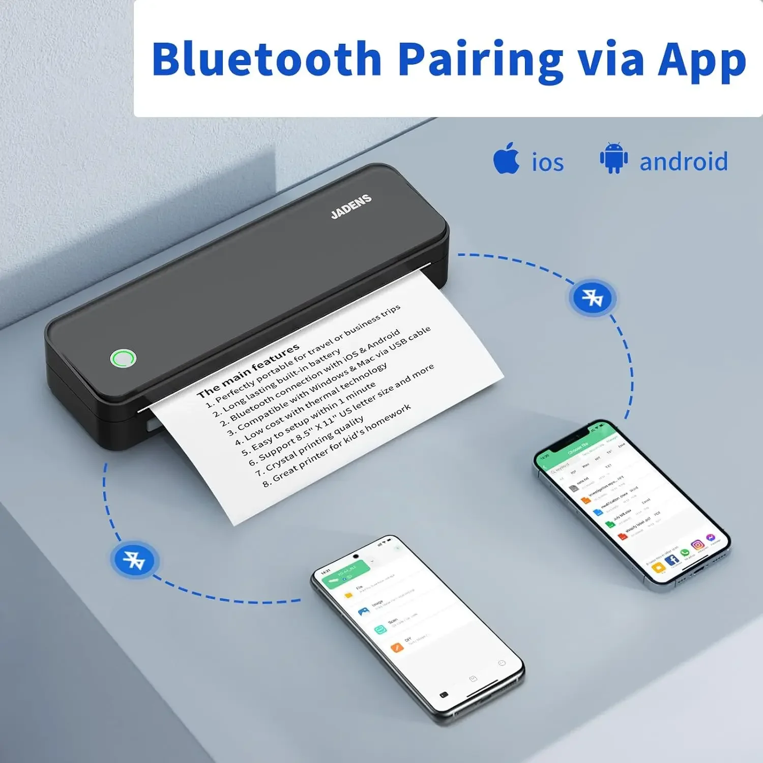 Bluetooth Thermal Printer, Support 8.5