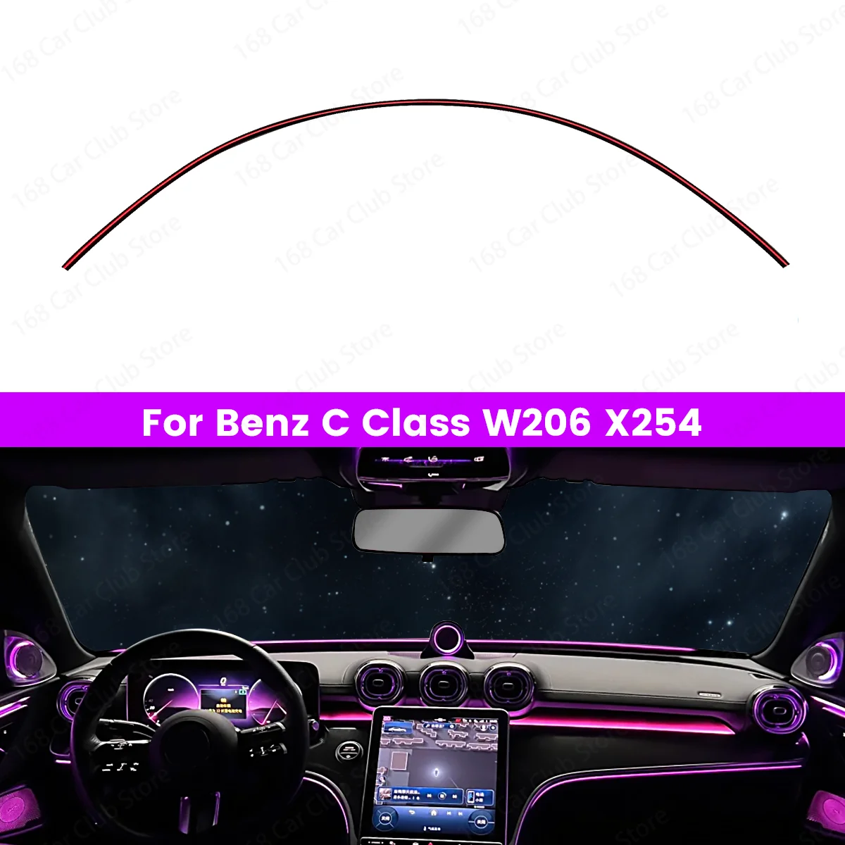 

64 Color Ambient Light Instrument Panel Multi-Color Light Strip For Mercedes Benz W206 X254 C Class Car Soft Strip Light Strip