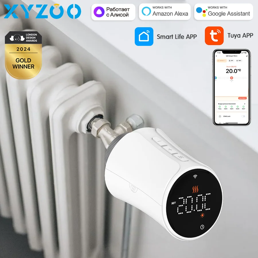 Smart Tuya WiFi/Zigbee TRV Thermostatic Head Radiator Valve Actuator Home Remote Temperature Controller Alexa Google Home Alice