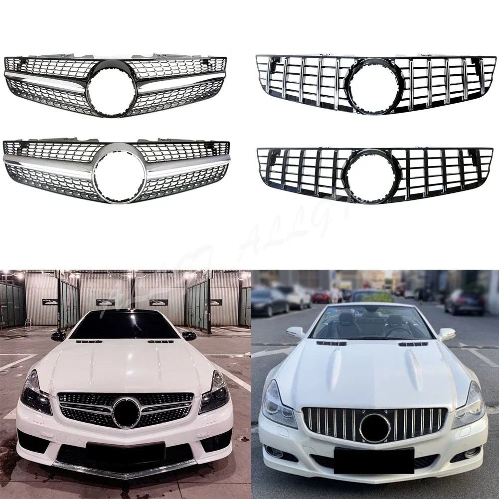 Car Front Racing Facelift Grill Upper Billet Bumper Grille Cover For Mercedes-Benz SL R230 SL450 SL500 SL550 SL600 2008-2012