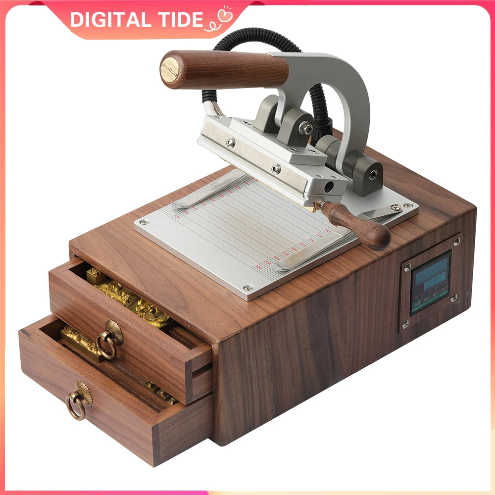 

Hot Foil Stamping Machine Manual Box Type Bronzing Machine for Leather and Wood Branding Embossing Heat press WT-90XT