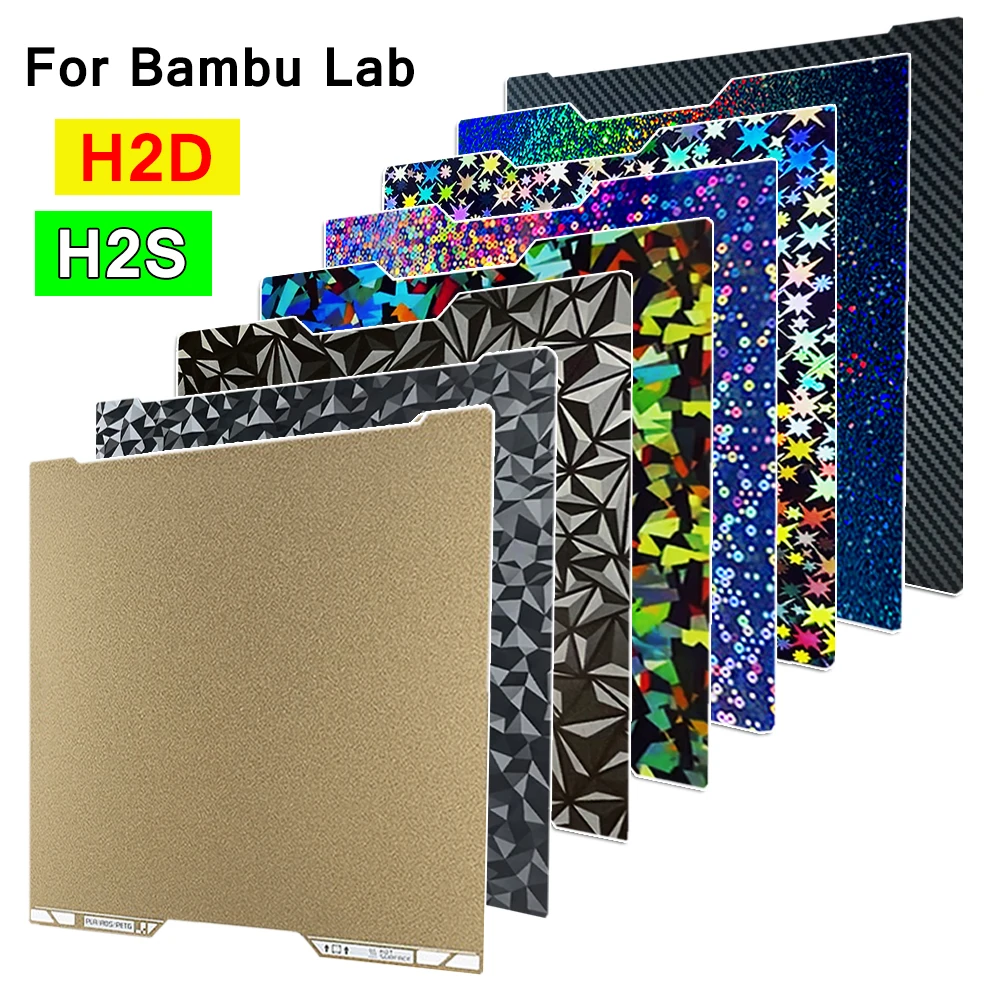 For Bambu Lab H2D H2S Build Plate PEO PET PEY PEI Sheet Double-sided 3D Printing Bed Spring Steel Sheet for Bambulab H2D Parts