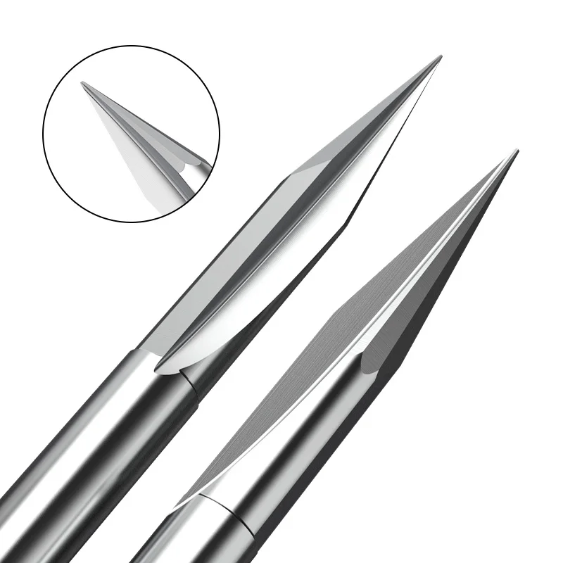 Huhao 3d 6mm haste gravura bit v forma fresa 2 flautas carboneto fresa cnc roteador bit para madeira mdf ferramentas para trabalhar madeira