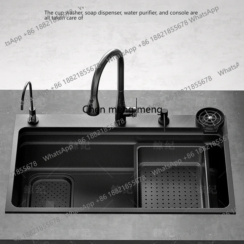 

Gray Stainless Steel Kitchen Sink Wash Cuisine Basin Household Multifunctional Stain and Scratch Resistant Large Single Slot