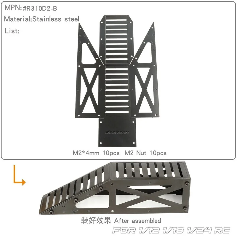 Rcdream Rc Climbing Ramp Cross Axle Obstacle Aluminum Alloy Repair Stand For 1/12 1/18 1/24 1/30 Crawler Car Scene Decoration