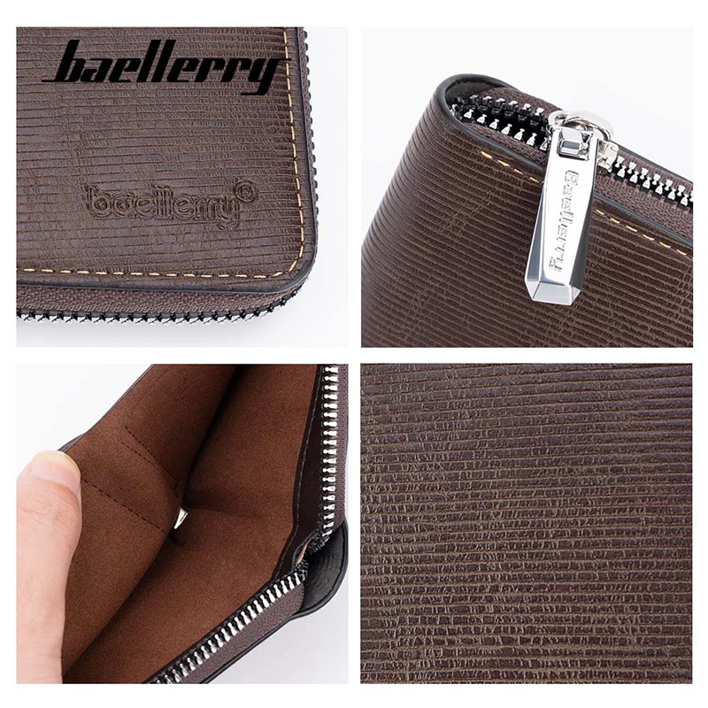 Baellerry 남성용 RFID 단지갑, 레트로 동전 주머니, 지퍼 하이 퀄리티, 심플 카드홀더, 카드 가방, 신제품