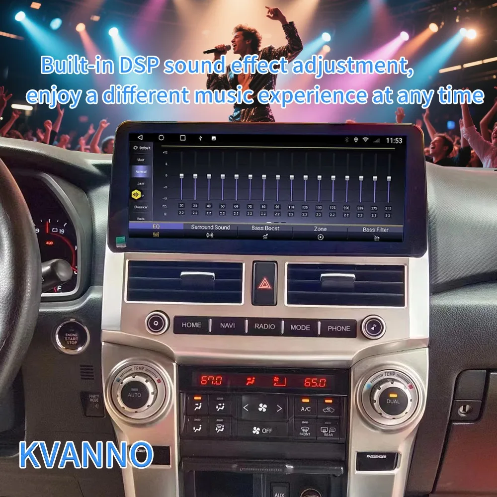 راديو سيارة يعمل بنظام أندرويد 15 بشاشة 12.3 بوصة ومعالج ثماني النواة وذاكرة وصول عشوائي (RAM) سعة 8 جيجابايت وذاكرة قراءة فقط 256 جيجابايت لسيارة تويوتا 4 رانر 2009-2022، مشغل وسائط متعددة، شاشة كار بلاي، نظام تحديد ا #4