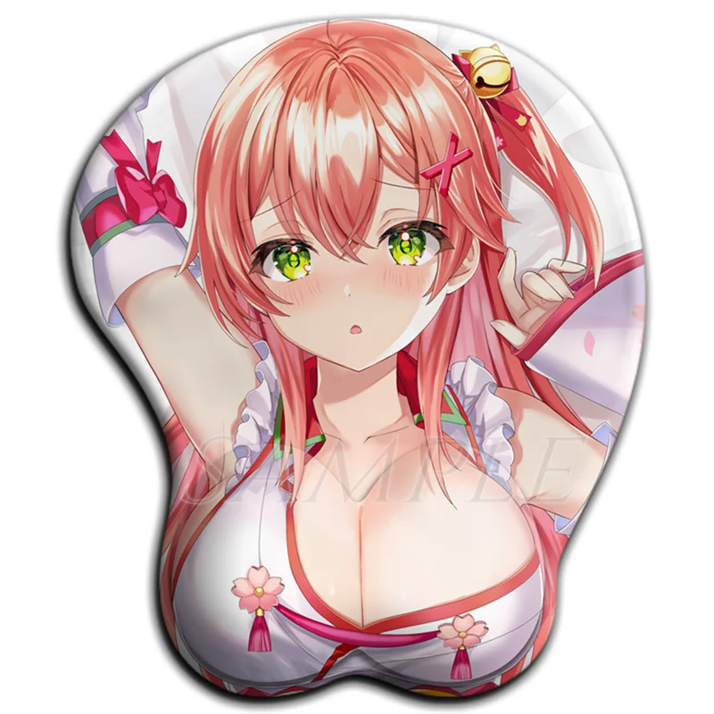 

Hololive Sakura Miko 3D Oppai Mouse Pad Kawaii Anime Gaming Mousepad with Soft Silicone Wrist Rest for Pc Gamer