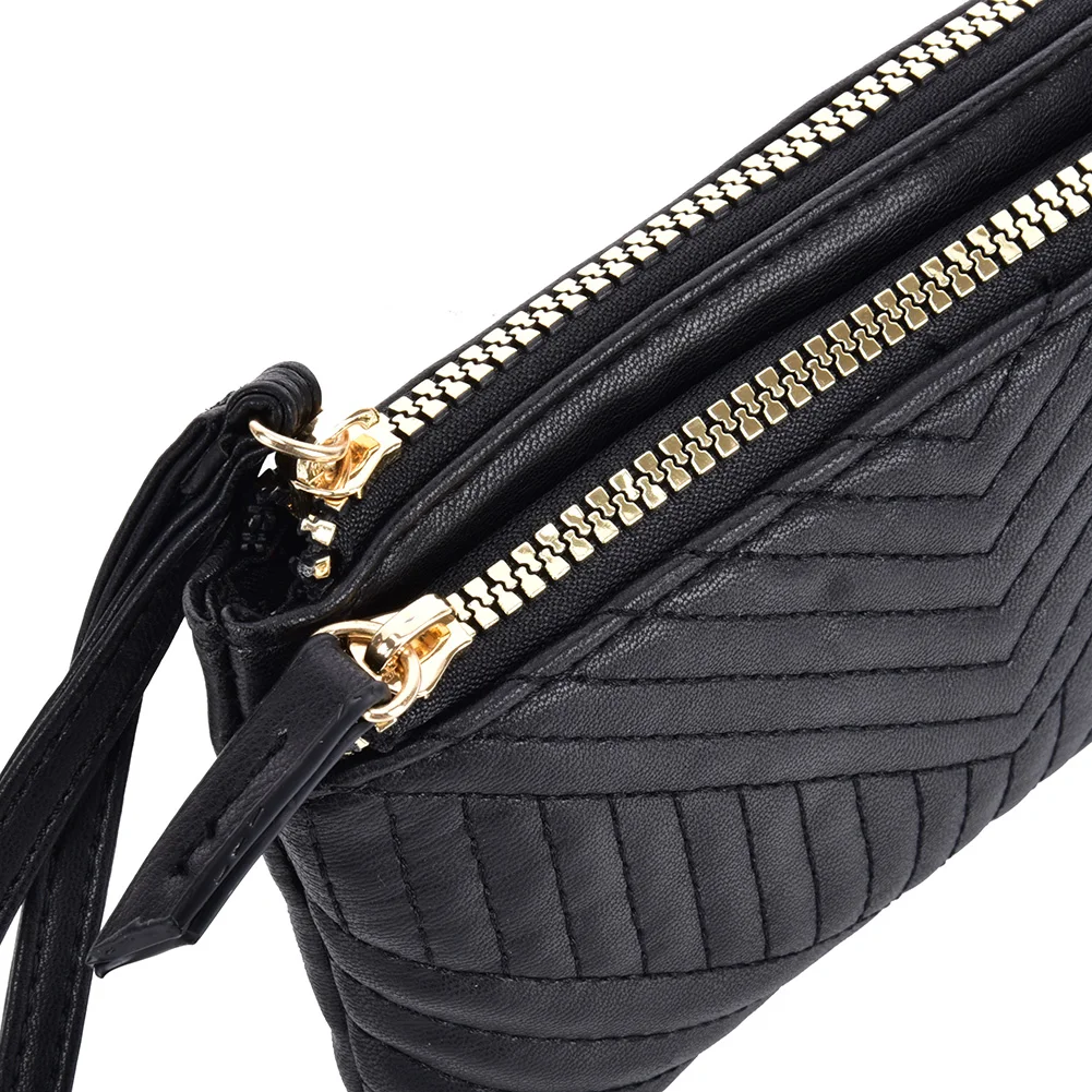 AFKOMST Moda Curta Mulheres Carteira Qualidade Bolsas Femininas Coin Purse Titular do cartão Double Zipper PU Leather Mini Wallet