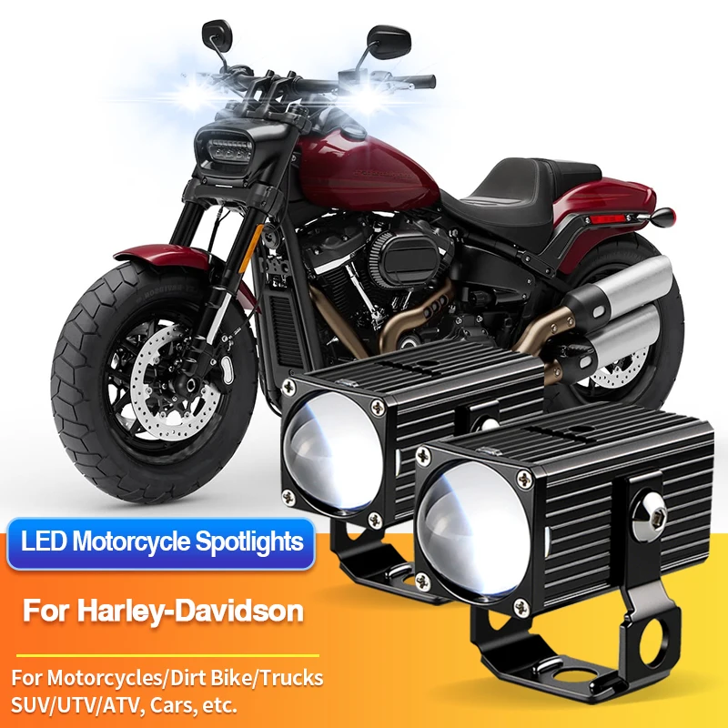 

1/2 шт. универсальные светодиодные противотуманные фары для мотоциклов, белые прожекторы для Harley-Davidson Fat Bob Boy/Forty Eight/Road King