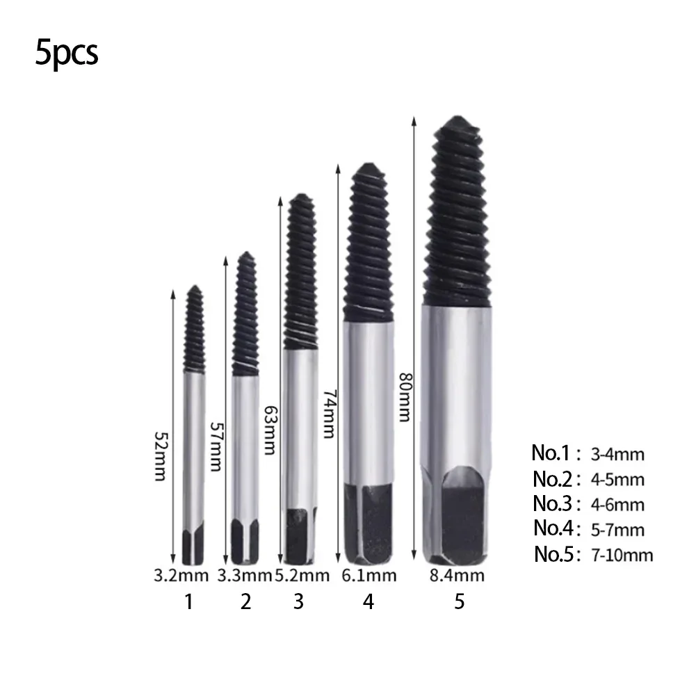5/6pcs Damaged Broken Screw Remover Extractor Drill Bit Steel Center Drill Remover Woodworking Tools Accessories