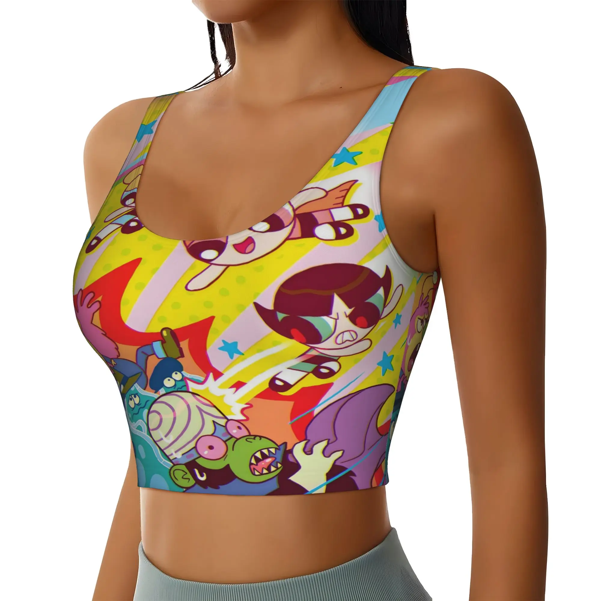 Custom Poweres Anime Puffes High Impact Sports Bras Women Buttercup Blossom Bunny  Seamless Workout Yoga Crop Tank Tops