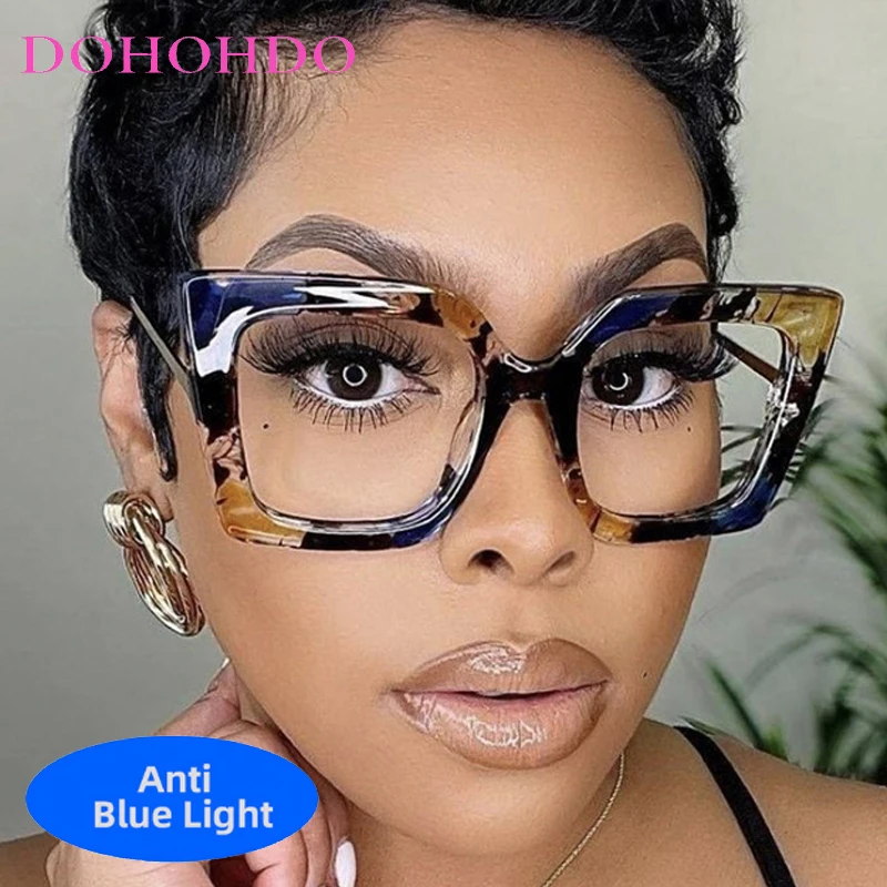 

Luxury Brand Designers Big Frame Square Blue Light Blocking Glasses Women Men Optical Spectacle Protection Computer Eyeglasses