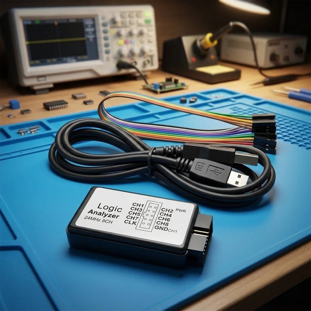 8 Channel USB For logic Analyzer 24MHz Sampling Rate for Electronics Engineers For circuit Validation and Bus Analysis