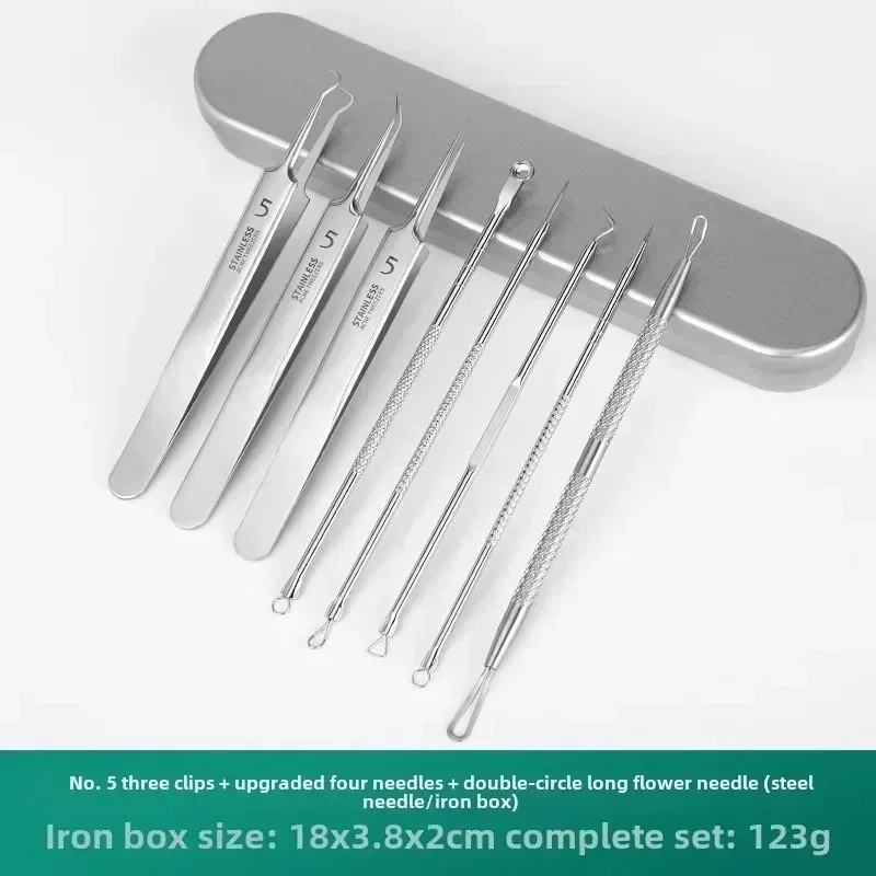 8 قطعة حب الشباب إبرة خلية كليب أداة إزالة الرؤوس السوداء الفولاذ المقاوم للصدأ حب الشباب الجمال حب الشباب إبرة استخراج