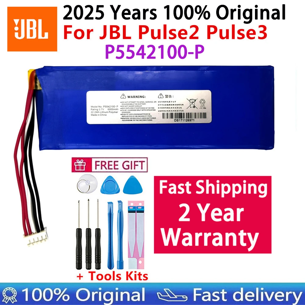 

Original Speaker Battery For JBL Pulse 2 Plus 3 Pulse3 Pulse2 P5542100-P 6000mAh bluetooth Speaker Bateria+Tools Fast Shipping