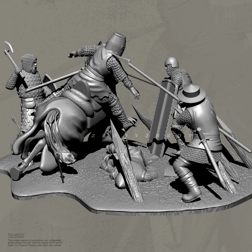 Incolor Resin Soldier Model Figure Kits, auto-montado, impressão 3D, TD-6022, 3D, 38mm, 50mm