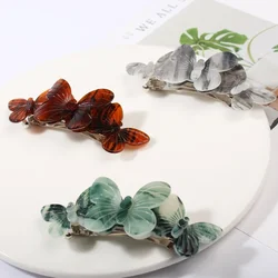 2023 Fashion Acrylic Hairpin Pin Korean Hair Accessories Solid Color Butterfly Women Hair Clip Girls Headwear