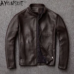 AYUNSUE 100% Genuine Leather Jacket Men Cow Jackets Men's Clothing 2022 Autumn Coat Male Bomber Mens Jackets jaqueta de couro