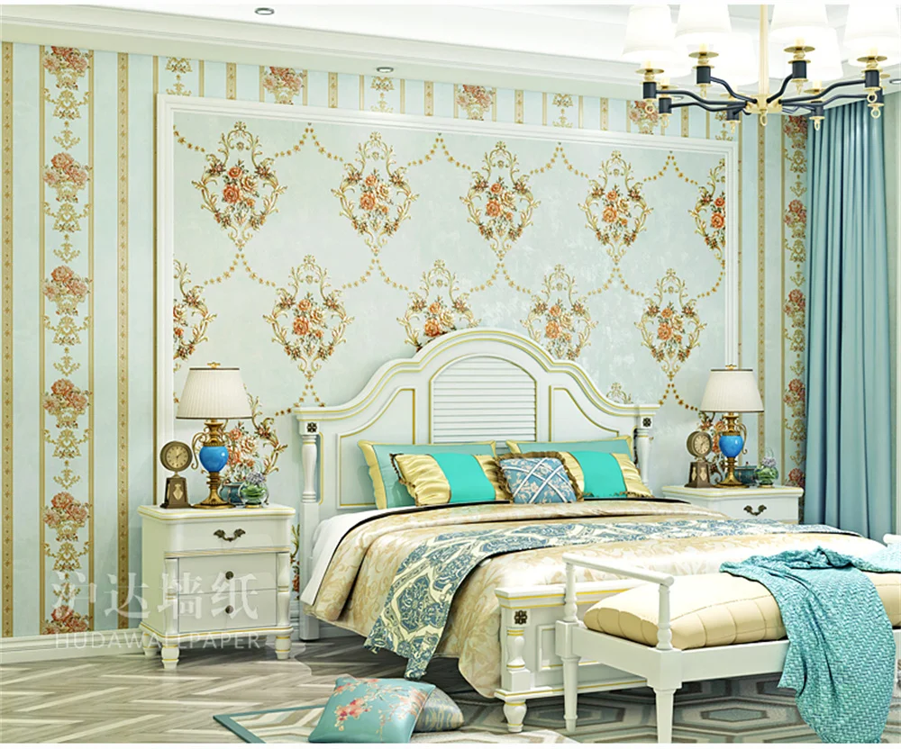 Luxury 3D Embossed Floral Wall Paper Non Woven Vertical Damask Wall Covering for Master Bedroom Wedding Room TV Sofa Background