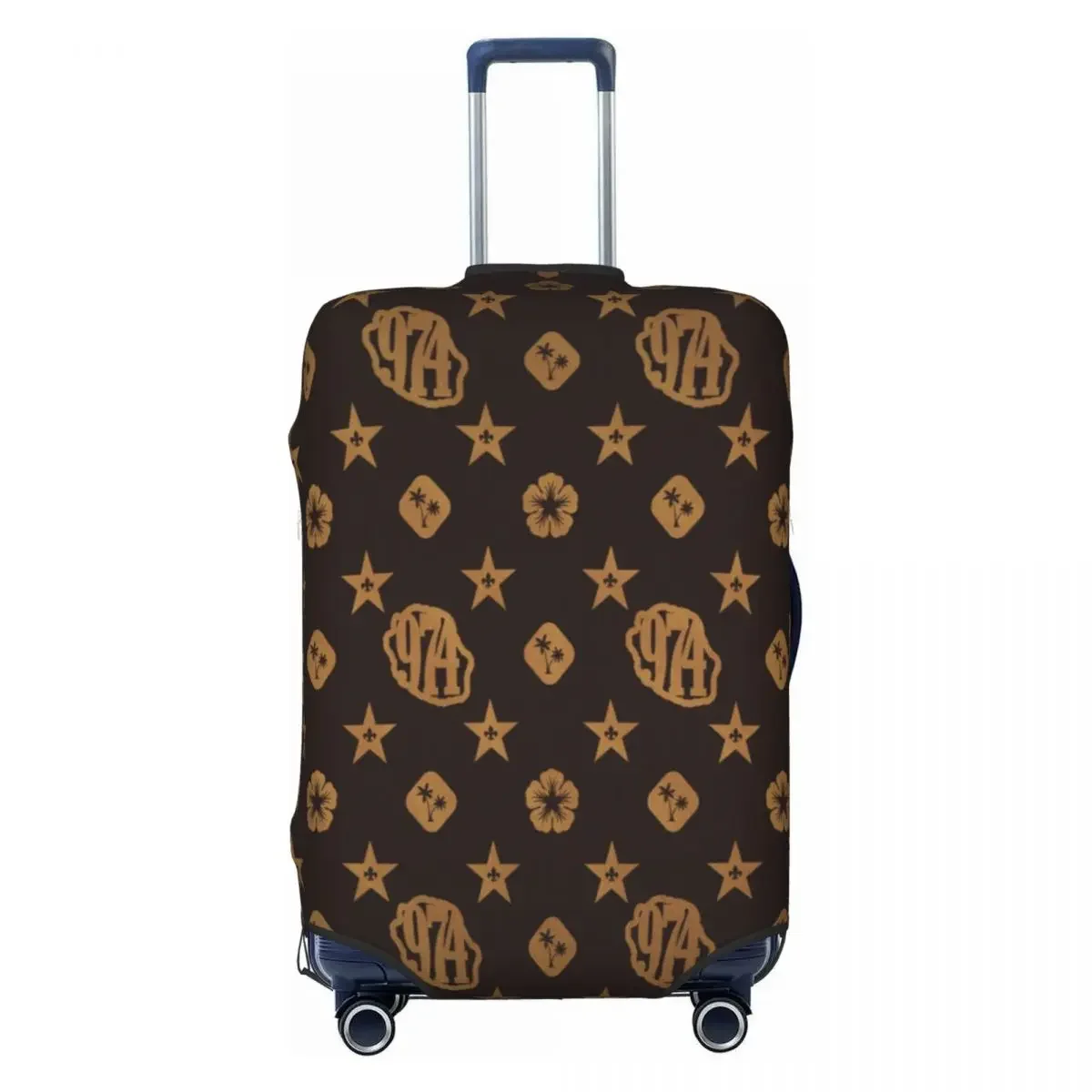 

Custom Luxury 974 Reunion Island Pattern Luggage Cover Protector Elastic Fleur De Lys Travel Suitcase Covers