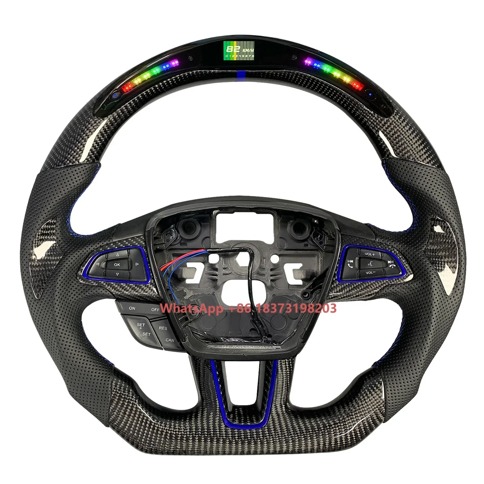 

For Focus MK3 2015-2018 ST RS Active ST-Line Customized Carbon Fiber Steering Wheel Support Heating LED Rpm Display