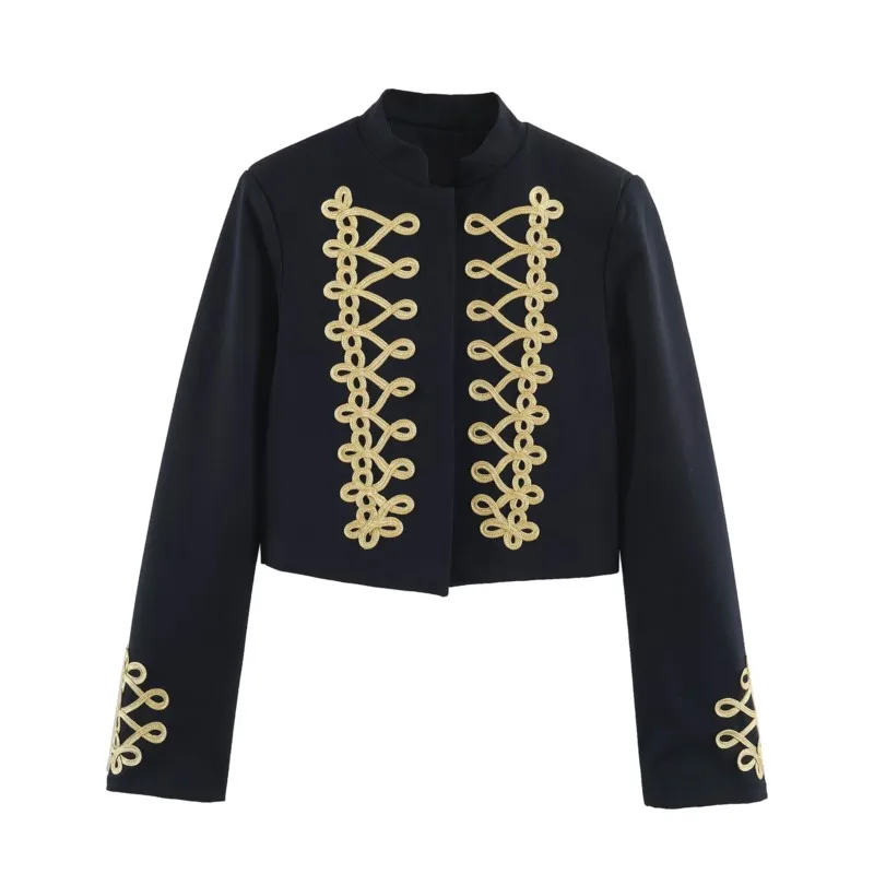 HipSeam Women's Winter Jacket with Cropped Frog Fastening New 2026 High-Neck Long Sleeve Women Short Coat Chic Female Outerwear