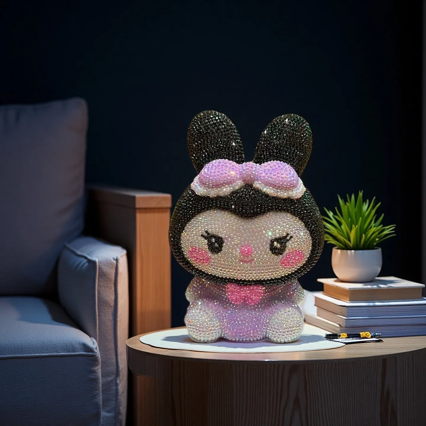 

Handmade DIY Diamond Sticker Piggy Bank, Diamond Painting Kuromi Sparkling Resin Doll, Children's Toy Gift