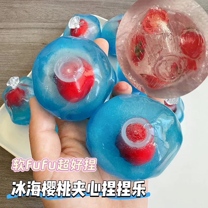 Tomato Vaseline Feel Filled Squishy Tpr Non-Bounce Squeeze Ball Handmade Stress Relief Sensory Fidget Toy Gift