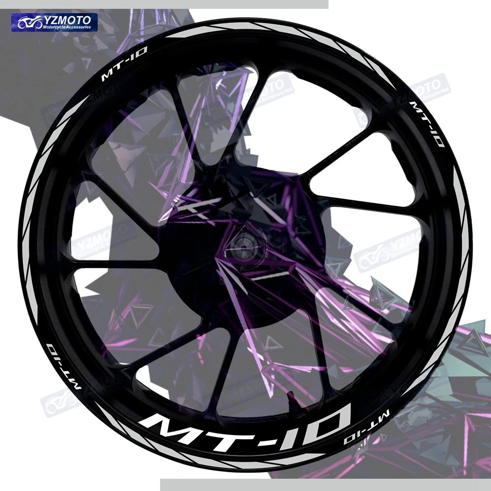 For MT-10 MT10 Motorcycle 17 Inch Front Rear Wheel Sticker Racing Decal Reflective Waterproof Decorative Hub Stripe Rim Stickers